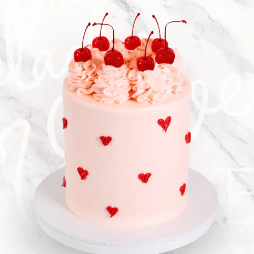 Cherries and Hearts Cake
