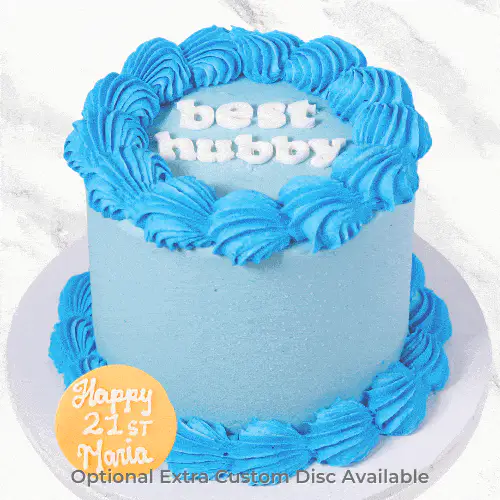 Vintage Minimalist Blue Message Cake - Image 3