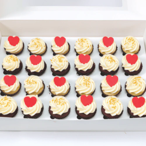 Hearts and Gold Mini Cupcakes (24) - Image 2