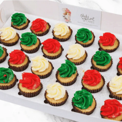 LOW GLUTEN Christmas Baubles Mini Cupcakes (24)
