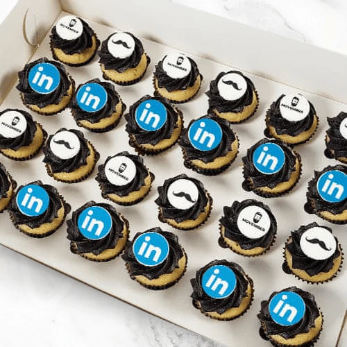 LOW GLUTEN Movember Corporate Logo Mini Cupcakes (24)