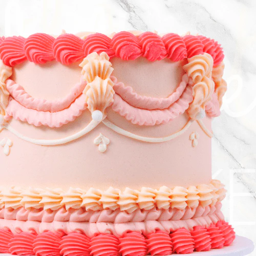LOW GLUTEN Pink Vintage Cake - Image 3