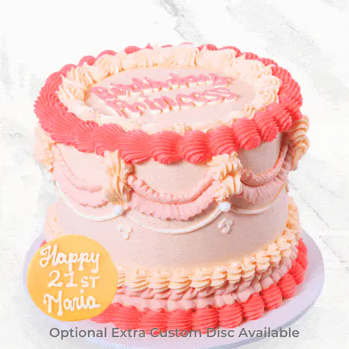 LOW GLUTEN Pink Vintage Cake - Image 4