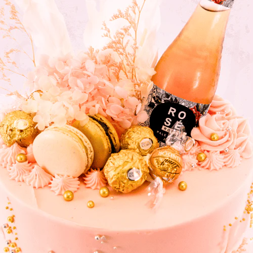 Pink Rose Bottle Cake - Image 3