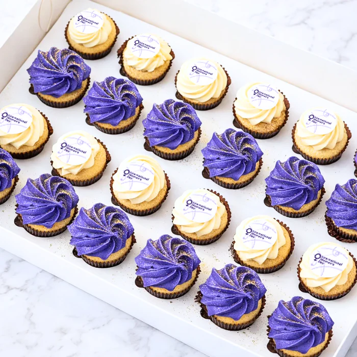 VEGAN International Women's Day Logo Mini Cupcakes (24)