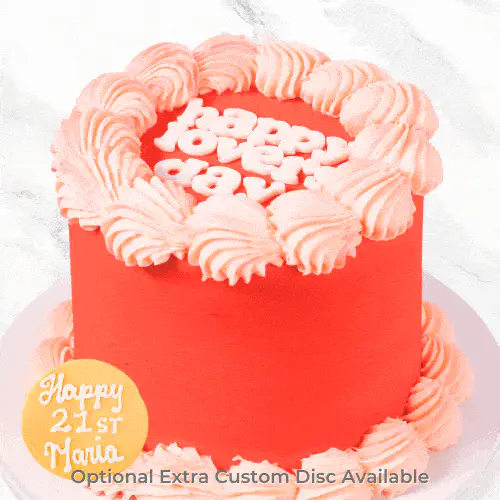 Vintage Minimalist Red Message Cake - Image 3