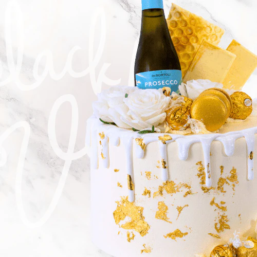 White Prosecco Drip Cake - Image 3