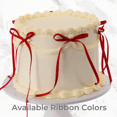 White Vintage Ribbon Cake - Image 5