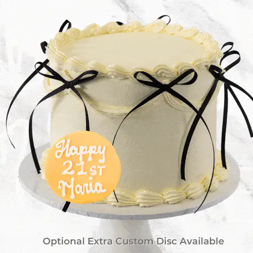 White Vintage Ribbon Cake - Image 6